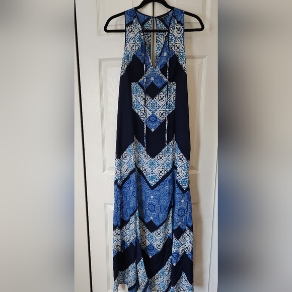ASOS Warehouse Maxi Dress, Blue Print, Size US 6 - Picture 1 of 8